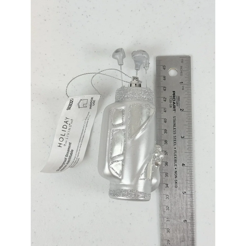 Golf Bag & Clubs Christmas Ornament Silver 5